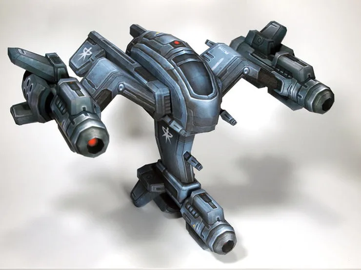 StarCraft Terran Human Space Superiority Starfighter Wraith Paper Model 13cm=5" Tall Puzzles Handmade Toy DIY