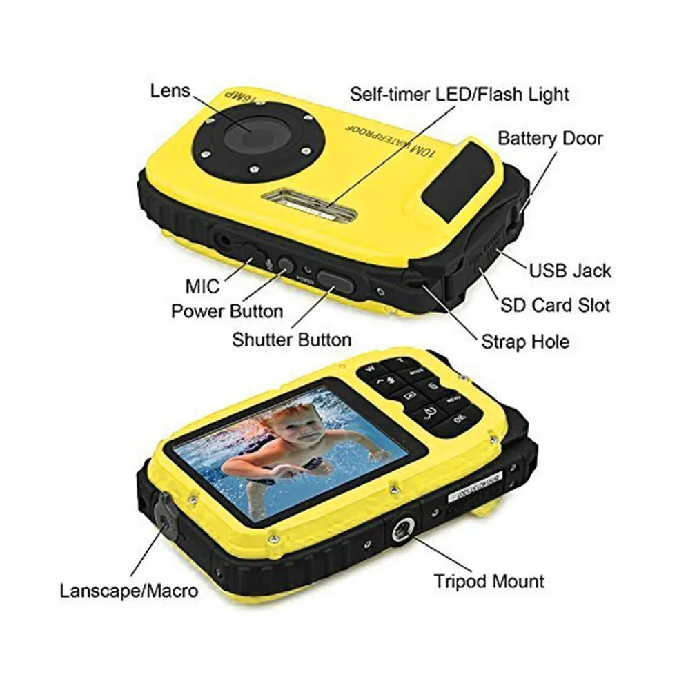 DC-B188 Compact Size 2.7 Inch 16MP Digital Video Camera Dust-proof Automatic Settings Waterproof Video Camera