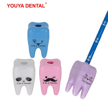 20 pz/lotto Carino Temperamatite Kawaii A Forma di Dente Singolo Foro Temperamatite Forniture di Cancelleria Studente Bambini Dentista Regali