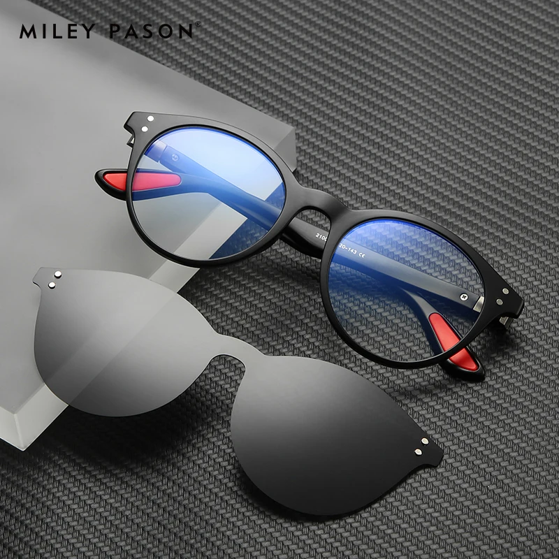 

New arrived TR90 sets of circular Clip glass Magnetically absorbed driving ploarized Sunglasses with Spectacle frame 2100
