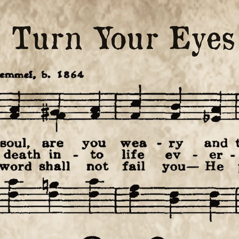 Antique-Hymn-Prints-Turn-Your-Eyes-Upon-Jesus-Vintage-Sheet-Music-Poster-Church-Wall-Art-Picture