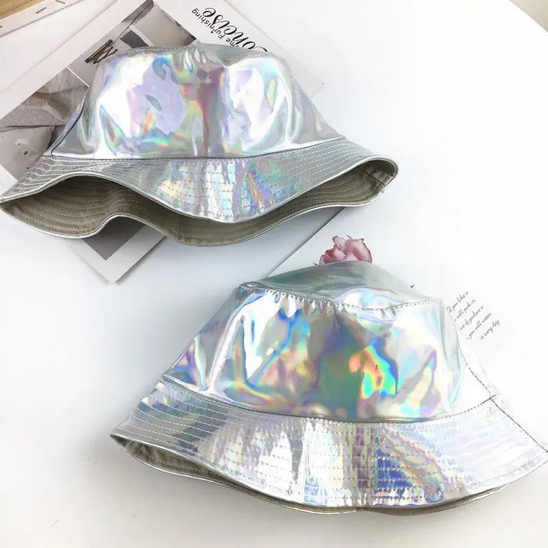 

Cool Reflective Fisherman Bucket Hat Fashion Men And Women Double Layer Spring Summer Fishing Sun Protection Cap Fishing Apparel
