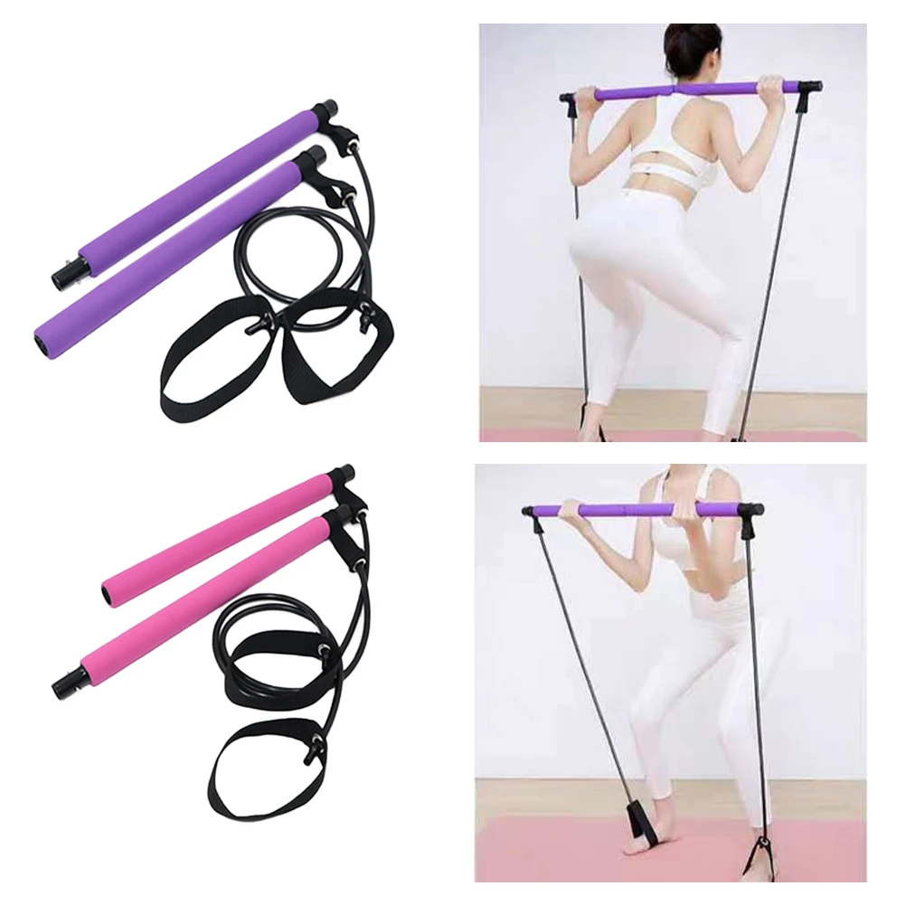 

Portable Elastic Exercise Stick Resistance Bands Yoga Pilates Bar Rod Rope Puller Lightweight Trainer Gym Home Fitness Workout