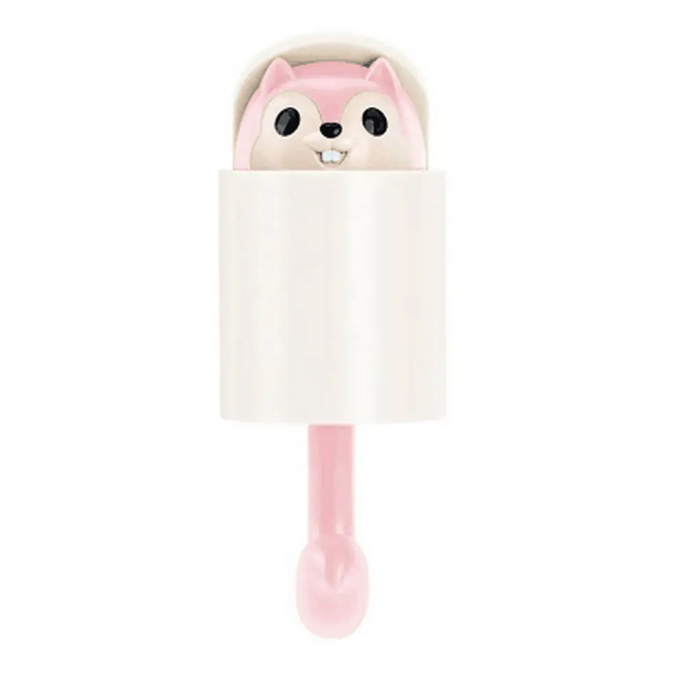 Cartoon Squirrel Multi-Purpose Hooks Adhesive Wall Hook Cute Hanger Holder for Coat Clothes Bag Key Cup Umbrella Home Storage - Цвет: Pink