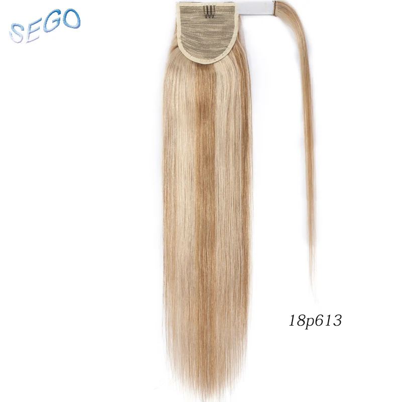 P16/613 SEGO 1"-22" 80 г-95 г натуральные человеческие волосы для наращивания, не Реми, бразильские волосы на заколках, обмотка вокруг хвоста пони для женщин - Цвет: P16/613