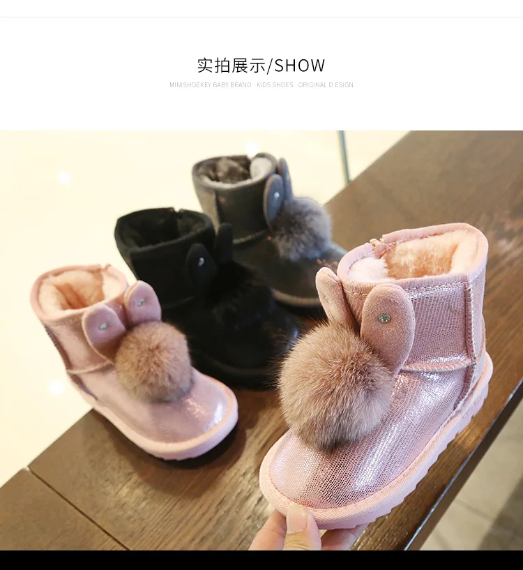 Детские зимние сапоги для девочек, натуральная кожа, мех, детская обувь, хлопковая обувь, новая бархатная обувь
