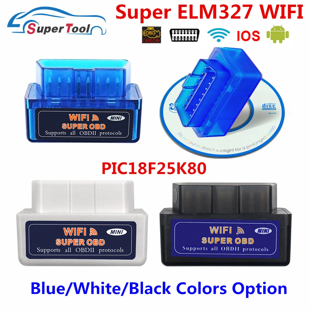 Автомобильный диагностический сканер OBD2 ELM327 V1.5 PIC18K25K80 ELM 327 OBD 2 Wi Fi для