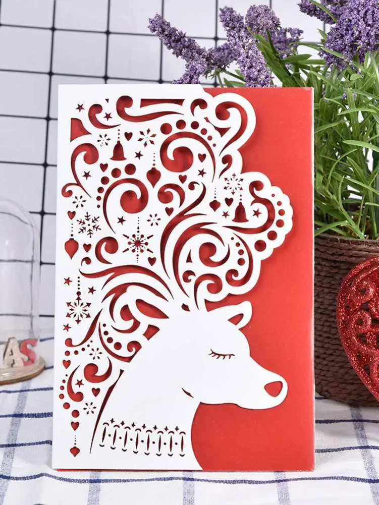  Christmas Hollow Invitation Greeting Cards Xmas Wedding Birthday Christmas Postcard Xmas Gift Invit - 4000322480031