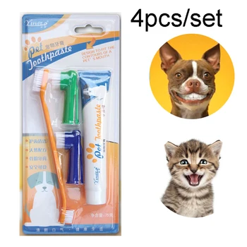 

Vanilla/Beef Taste Pet Toothpaste Set Pet Toothbrush Single/double finger Dog Oral Care Cats and Dogs Toothbrush Toothpaste Set