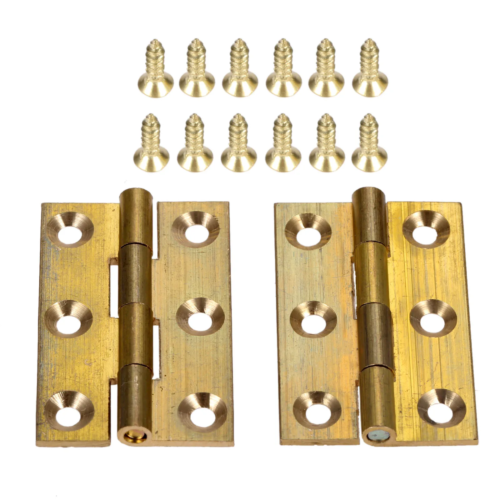 Brass Hinges with Screws 2pcs for Cabinet Door Furniture Wood Jewelry Box Wine Case