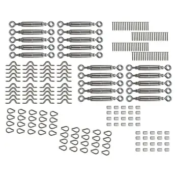 

24 Pack Heavy Duty Stainless Steel Cable Railing Kits For Wood Posts, Diy Balustrade Kit With Jaw Swage Fork Turnbuckle Ck01 Wit