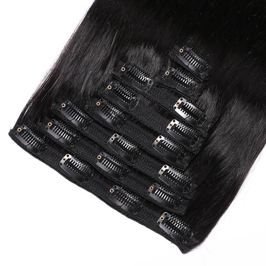 8Pcsset Clip in HUman hair Extensions Brazilian Straight Remy Human Natural Hair Clip Ins Full Head Sets 120G Drop Shipping (2)