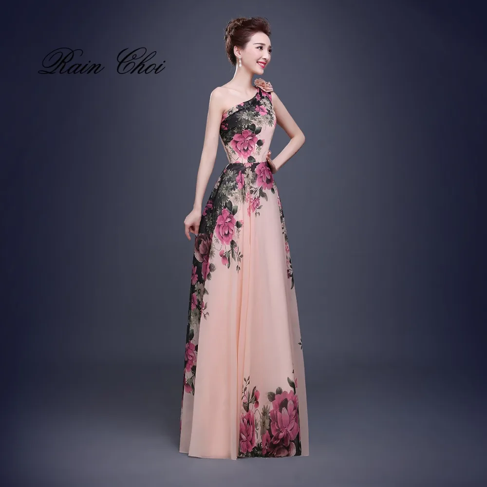 Chiffon Evening Dress Party Gown Floral Printed Short Evening Dress 2022 Robe De Soiree pink ball gown