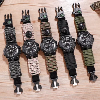

Outdoor Adventure Watch Compass Lighter Watches Men Quartz Electronic Luminous Watch 5bar Waterproof Watch Nylon Upgrade Strap