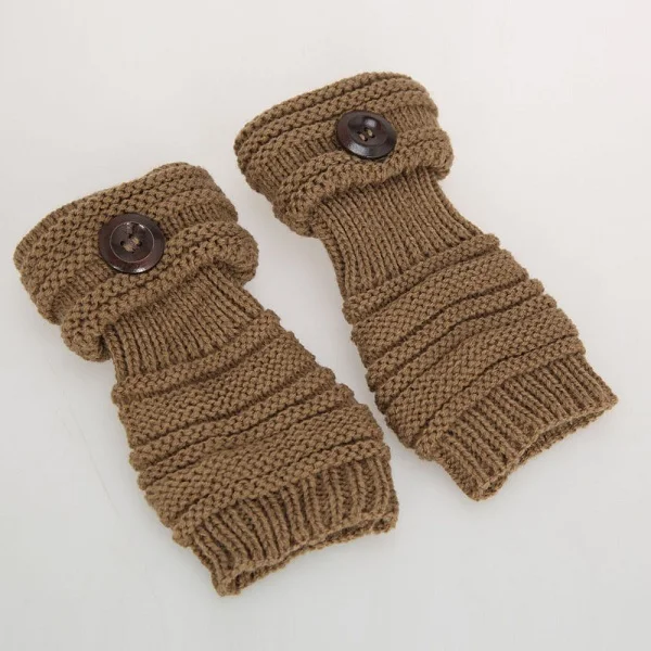 Khaki Женские зимние короткие Вязаные кружевные теплые вязаные перчатки без пальцев с рисунком черепа# LR1 - Цвет: Khaki