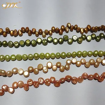

JYX High Quality DIY Strings of natural pearls 7-8mm smooth surface oval shape handmade material 15"