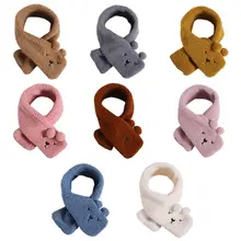 Детский зимний кашемировый шарф из овечьей шерсти, милый теплый шарф с вышитым медведем