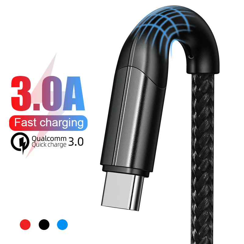 Usb type-C кабель 1 м 2 м 3 А Быстрая зарядка USB кабель для передачи данных для huawei P30 Pro мобильный телефон USB C зарядное устройство кабель для samsung S10 S9 Plus