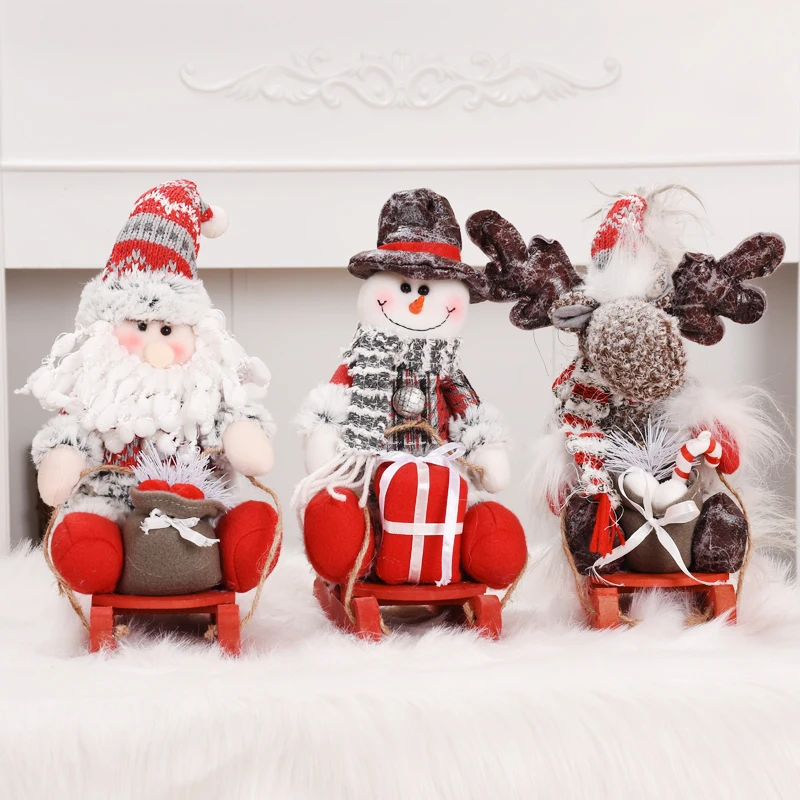 Праздничный подарок сани Санта-Клаус снеговик лося Фигурки Рождественские украшения для дома куклы детские игрушки Счастливый год поставки Kerst