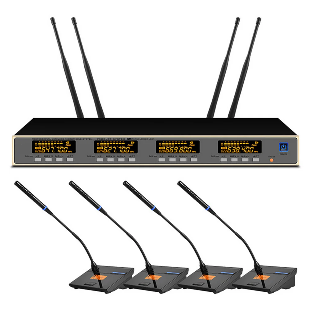 

Professional UHF Wireless Microphone Four Conference Microphones for Conference Room School Teaching Microphone Wireless
