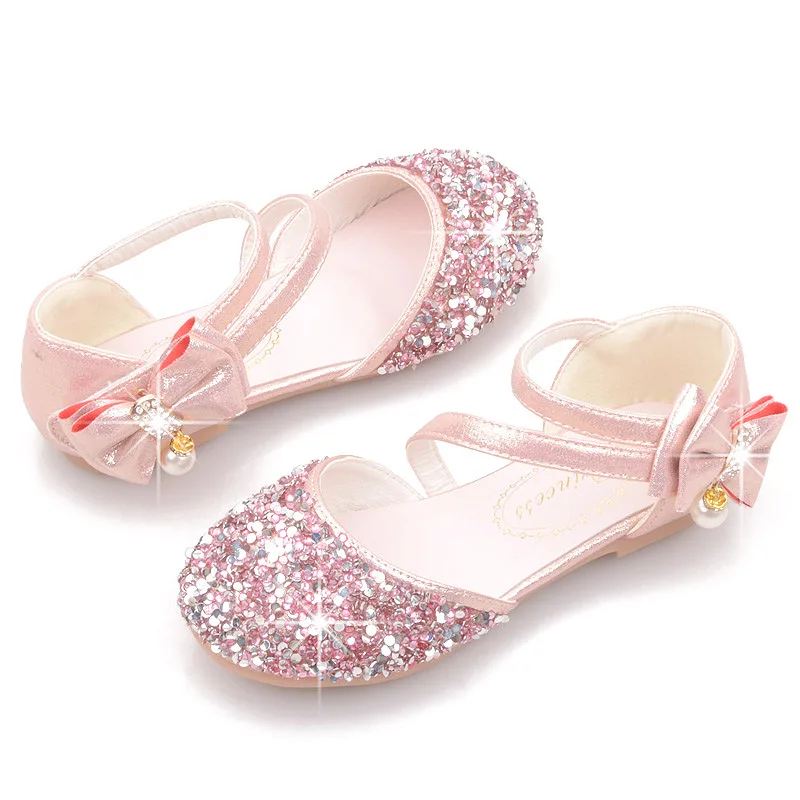 

Children Hot Drilling Latin Dance Shoes Students Silver Catwalks Performance Leather Shoes Korean Version of the Head Sandals