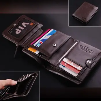 

Mens Wallet Quality Leather Boutique Trifold Zip Coin Purse Card Holder