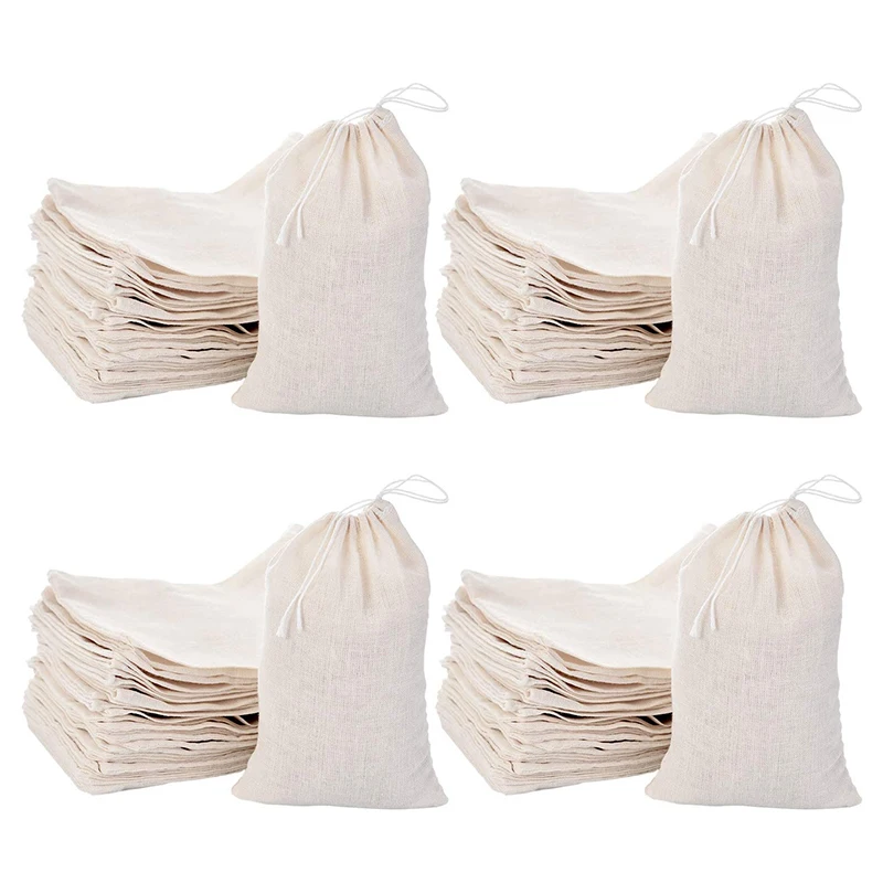 200 упаковок хлопок муслиновые мешки Саше мешок Многоцелевой Drawstring сумки для чай