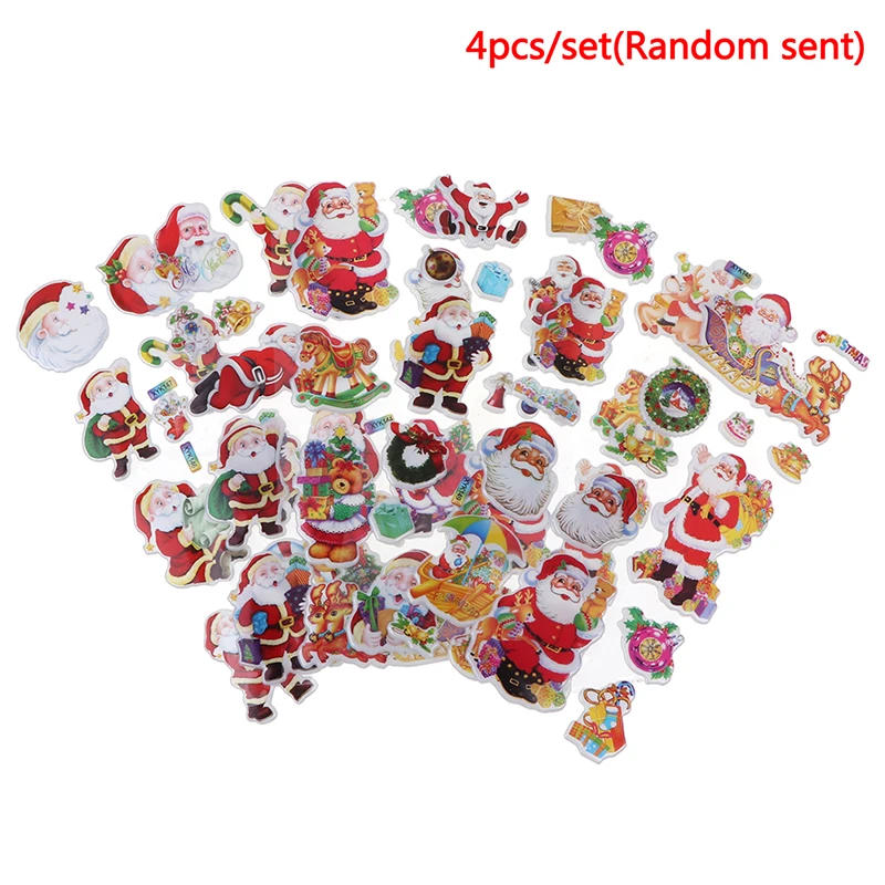 

4 Sheets 3D Santa Claus stickers for kids Christmas snowman diary scrapbooking DIY stickers stationery Children Christmas Gifts