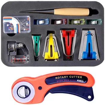 

Imzay 61PCS Sewing Fabric Bias Tape Making Kit, Bias Tape Maker Tool 4 Sizes For Patchwork Sewing Quilting Binding