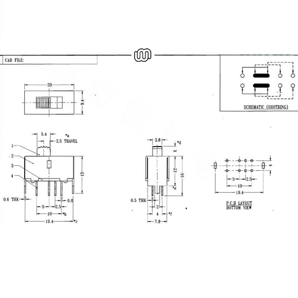 100 Mini Interruttori A Scorrimento Verticali 3 Pin 2 Posizioni | Fai Da Te PCB Per Audio Video E Luci - 6