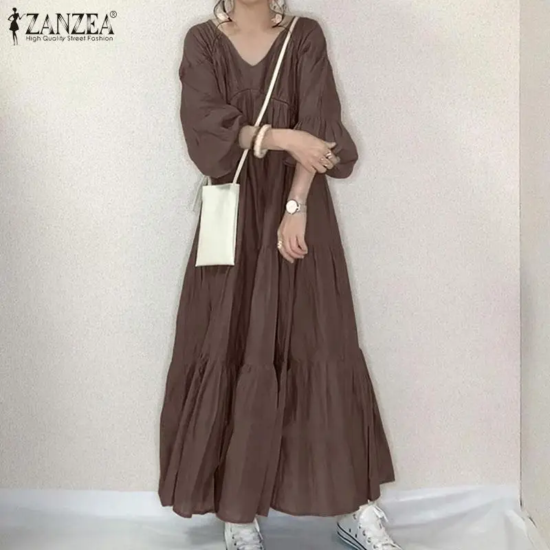 Vintage-Ruffle-Dress-Women-s-Spring-Sundress-ZANZEA-2023-Casual-Puff ...