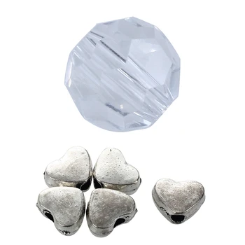 

500Pcs Plastic Spacer Beads Faceted Round Ball Ran & 100Pcs Clear Crystal Faceted Round Beads 6Mm