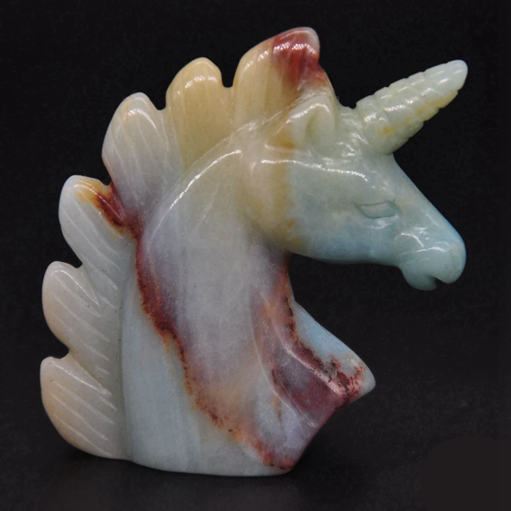 2" Unicorn Statue Natural Stone Amazonite Carved Home Decoration Healing Crystal Reiki Figurine Spiritual Gemstone Omament Gift - Image 4