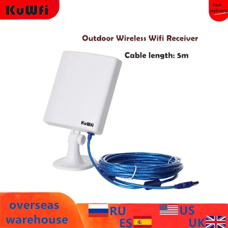 

150Mbps High Gain 14dBi Antenna 5m Cable Wireless USB Adapter High Power Outdoor Waterproof Long Range Wifi Receiver up to 2.5km