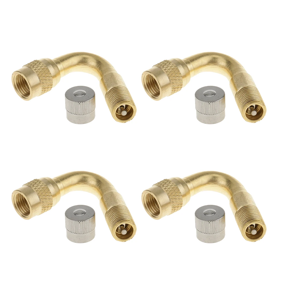 45 Degree Auto Car Lorry Wheel Tyre Valve Extension Adapter with Dust Cap x4
