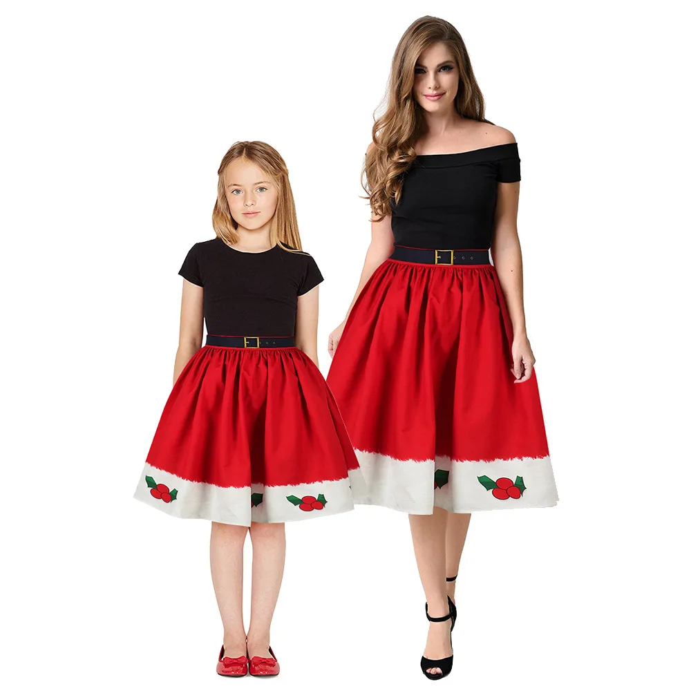 Рождественская Одежда для мамы и дочки одежда для маленьких девочек рождественское платье юбка для девочек
