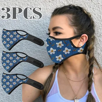 

3PCS Fashion Print Adult Cloth Face Mask Breathable Mouth Mask Washable Face Shield Reusable Windproof Mouth Cover mondmaskers