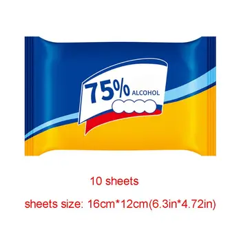 

Disinfectant Detergent Wipes 75% Alcohol Wet Wipes Cleaning 1 Pack/10 Pcs Soft