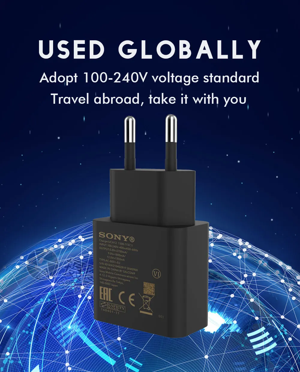 Оригинальное быстрое зарядное устройство sony type-C кабель для быстрой зарядки для sony Xperia XZS G8232 X Compact F5321 XA2 Ultra XZ2 XZ premium xzp