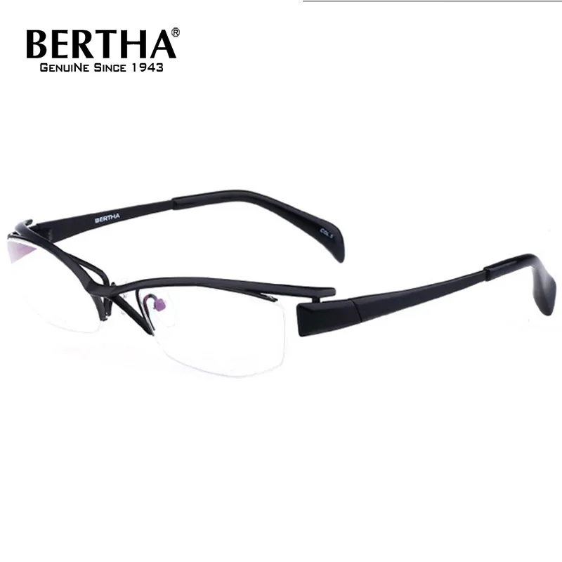Очки BERTHA из чистого титана, оптические компьютерные очки по рецепту, квадратные полуоправы оправа в деловом стиле для мужчин и женщин J1107