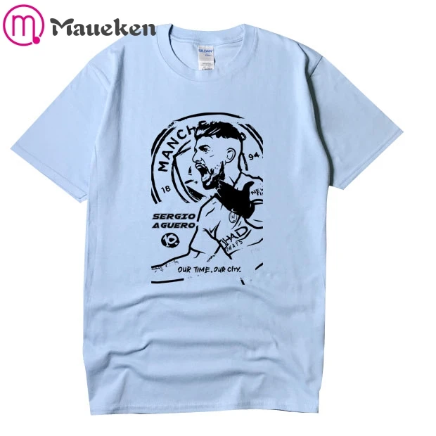 Новая футболка kun aguero fashion legend, хлопковая Футболка с круглым вырезом и короткими рукавами для поклонников, подарок