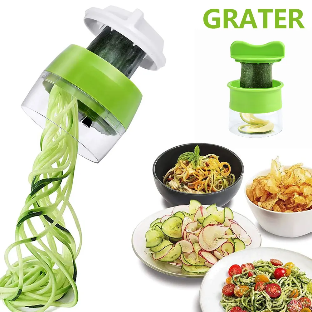 Picadora de verduras portátil, rallador de pepino en espiral, pelador de cocina, Fabricante de fideos de espagueti