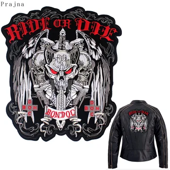 

Prajna Big Motorcycle Patch Iron On Embroidered Biker Patches Stripes For Clothes Jacket Ironing Patch Rock Skull Patch Applique
