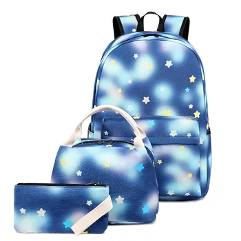 

Schoolbag for Elementary School Students Female New Style Cartoon Backpack CHILDREN'S Book Bag Three-piece Set Grade Shoulders B