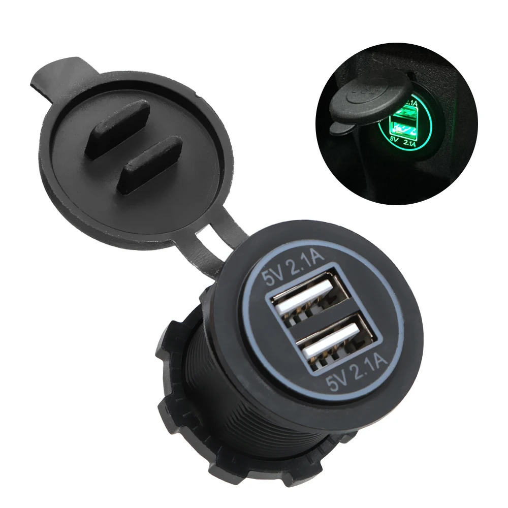 Светодиодный автомобильный двойной USB разъем 12-24 В Автомобильное зарядное устройство адаптер питания автомобильный Стайлинг прикуриватель 5 в 2.1A двойной USB Автомобильное зарядное устройство для мотоцикла