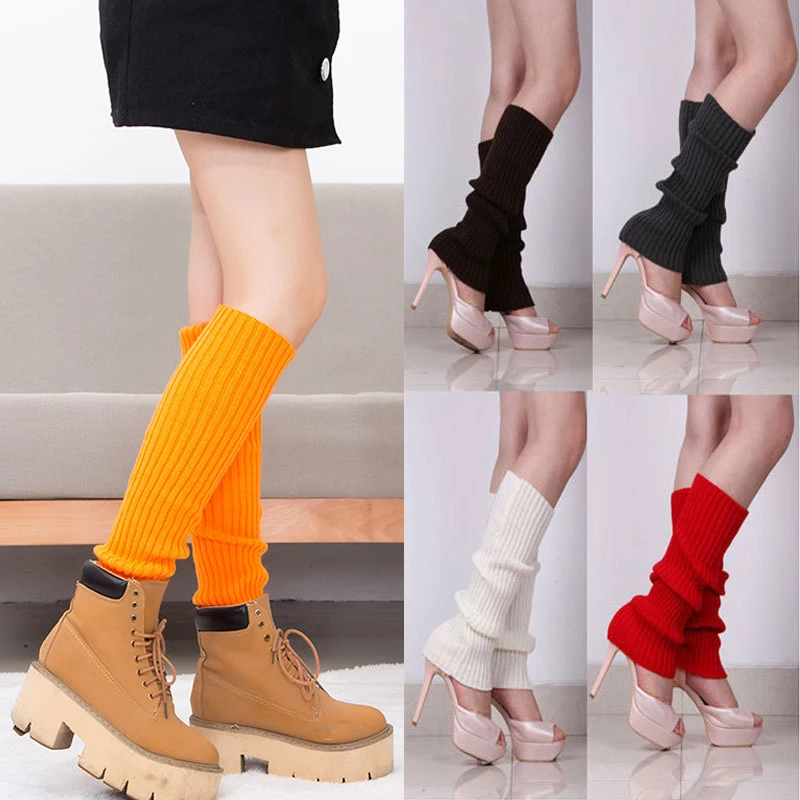 

Winter Leg Warmers Knitted Kids Boot Socks Women Length Boots Cover Solid Color Autumn Foot Cover Knee Pad