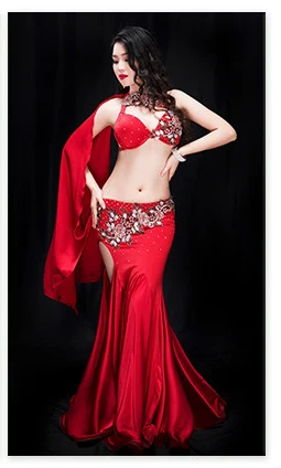 Belly Dance Set Дизайн Новые Сценические Костюмы Гоночный Костюм Ручной Работы Профессиональный Набор Восточных Танцев - Цвет: Красный