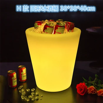 

Waterproof IP65 illuminated multicolor LED Round S flower pot rechargeable LED glow Ice Bucket with remote control