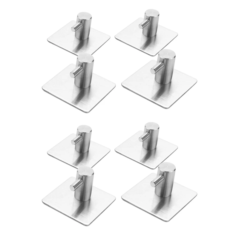 8 Pcs Self Adhesive Hooks Max 8Kg Towel Rail Hat Robe Coat Stick-Up Stainless Steel Hanger | Дом и сад