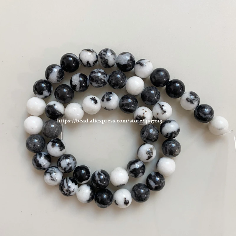 Negro Blanco Cebra Jaspe piedras preciosas perlas de 15.5" 2mm 3mm 4mm 6mm 8mm 10mm 12mm hágalo usted mismo